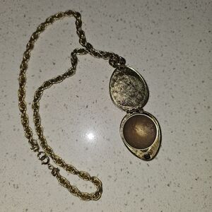 1970s Avon Necklace Gold Tone Perfume Locket with Rope Chain Vintage Jewelry